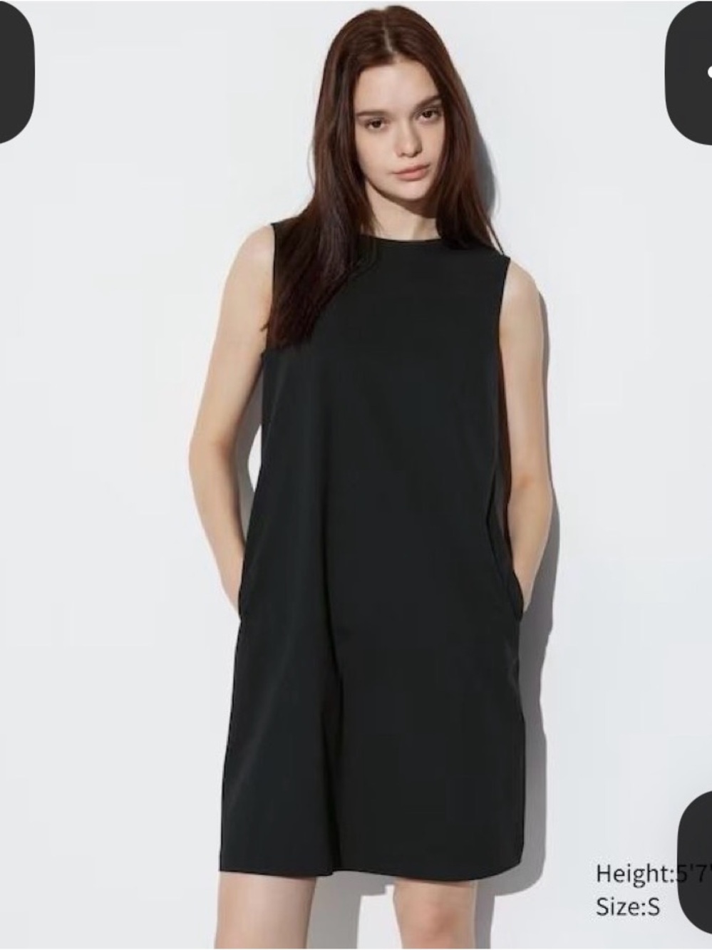 Uniqlo AIRism black sleeveless mini dress small/medium